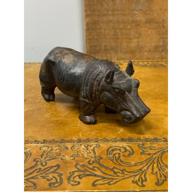 Vintage Carved Stone Hippopotamus Sculpture