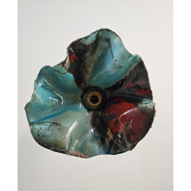 Mid-Century Modern Pendant Lamp in Black, Turquoise and Red Polychrome Ceramic, Italy, 1960s For Sale - Image 12 of 18