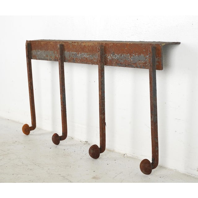 Industrial Antique Wrought Iron Industrial Peg Wall Rail Rack For Sale - Image 3 of 6
