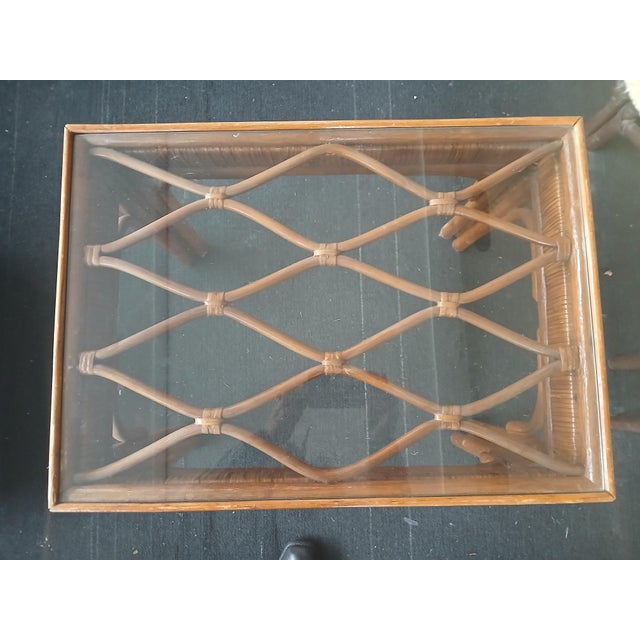 Mid-Century Modern Vintage Bamboo Side Table For Sale - Image 3 of 8