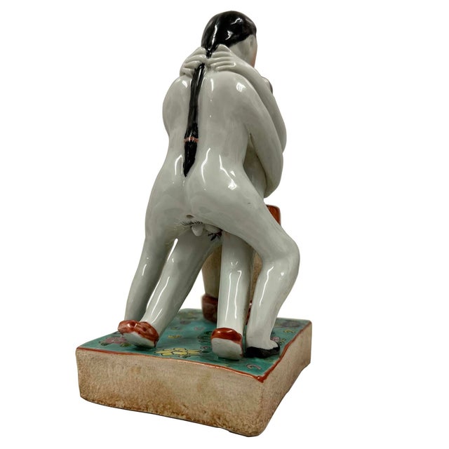 White Antique Chinese Erotic Porcelain Figurine (Spring Palace Paintings) For Sale - Image 8 of 12