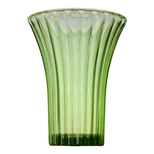 Green Fluted Glass Trumpet Vase Chairish