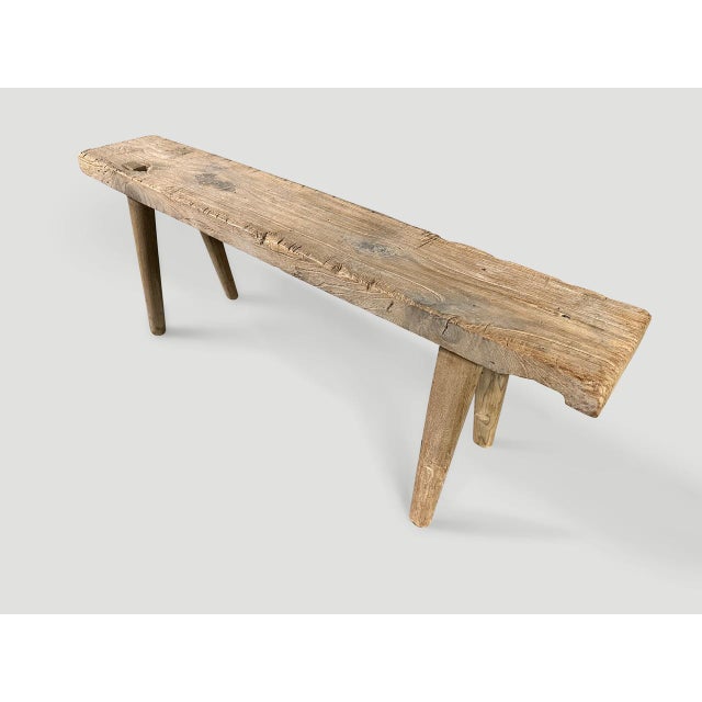 2010s Andrianna Shamaris Wabi Sabi Teak Wood Bench For Sale - Image 5 of 5