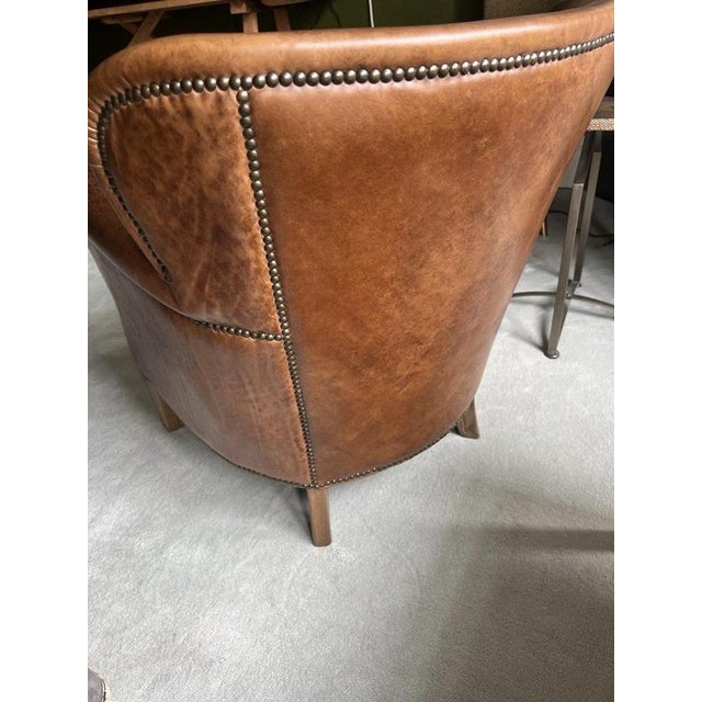 Vintage Brazilian Leather Armchair with Antique Brass Studs For Sale - Image 13 of 17