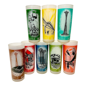 1962 Vintage Americana Seattle Worlds Fair Tumblers - Set of 8