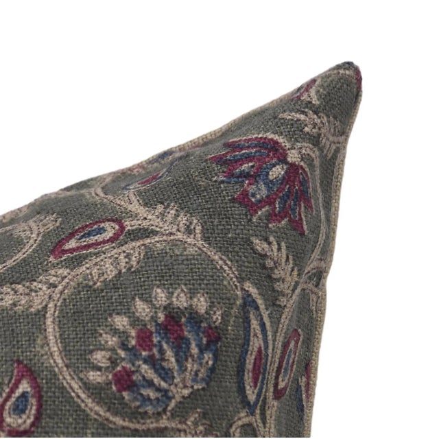 Fabdivine Decorative Thick Linen Cushion Cover 14x14 Inch Block Printed Home Accent- Saraswati For Sale - Image 6 of 8