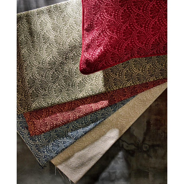A lively small scale weave of repeating intricately detailed scallops Tudor Damask is taken from the Zoffany archive and...