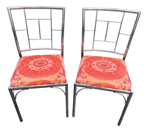 Pair of Chrome Chinoiserie Chairs