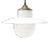 Vintage White Enamel, Opaline Glass, Porcelain & Brass Pendant Lamp For Sale
