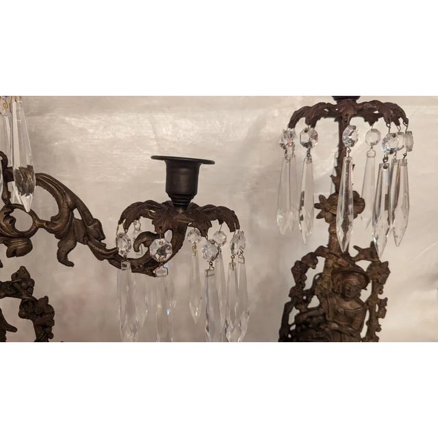 Metal 1900s Victorian Girandoles Candelabra and Candle Holders - 3 Piece Set For Sale - Image 7 of 9