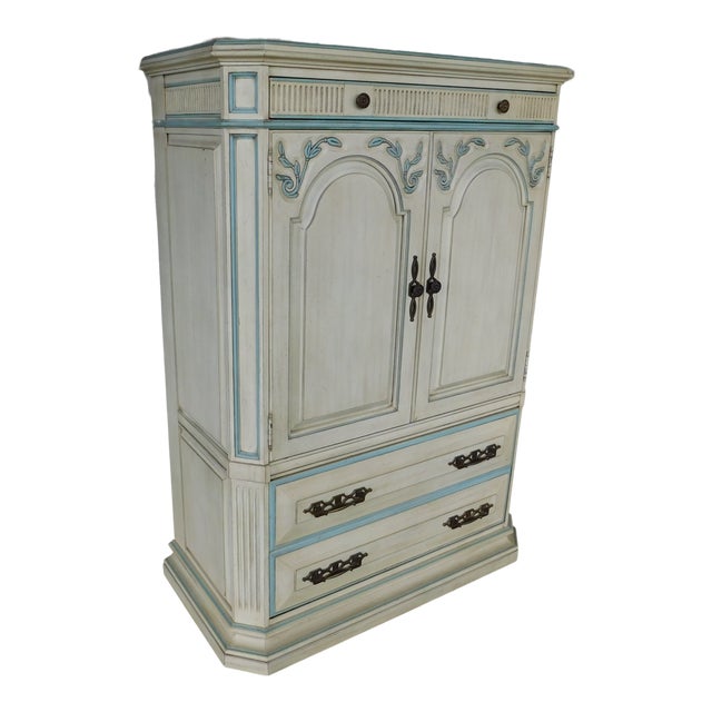 Hickory White Regency Style Paint Decorated Chest Armoire ...