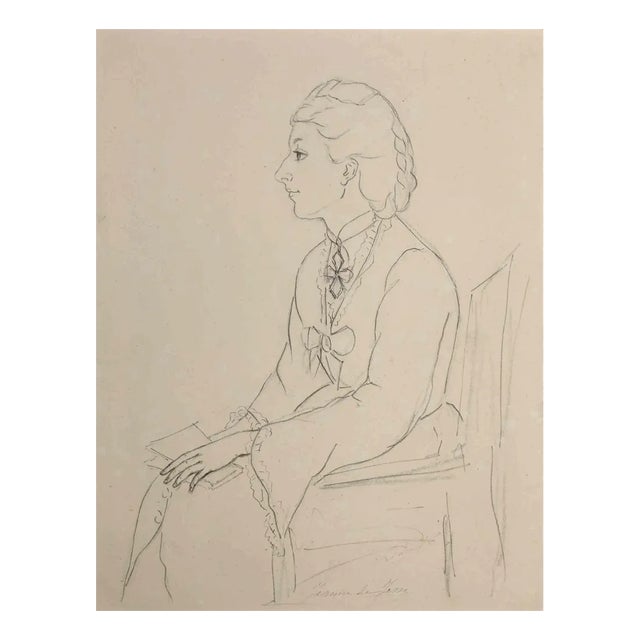 Jeanne De Jesse, Portrait, Original Drawing, Early 20th-Century For Sale