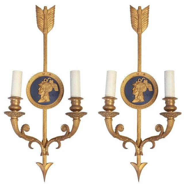 Neoclassical Bronze 2-Light Wall Sconces, 1880s, Set of 2 For Sale - Image 11 of 12