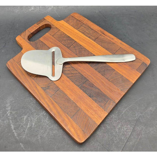 Mid 20th Century Danish Staved Teak Wood Charcuterie & Cheese Board For Sale - Image 9 of 11