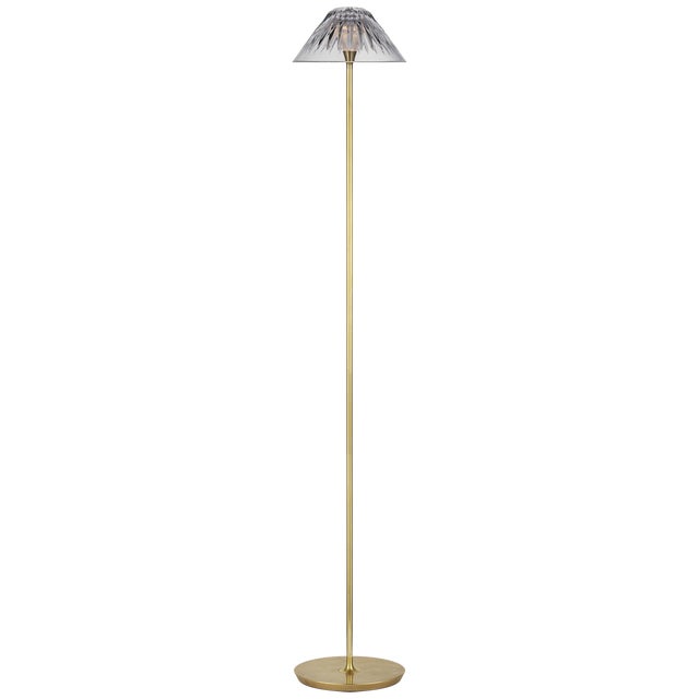 Waterford by Visual Comfort Signature Blaze 55" Floor Lamp in Natural Brass with Clear Crystal For Sale