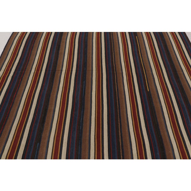 Rug & Kilim Vintage Persian Kilim, Square Rug With Rich Polychromatic Stripes - Rug & Kilim For Sale - Image 4 of 8