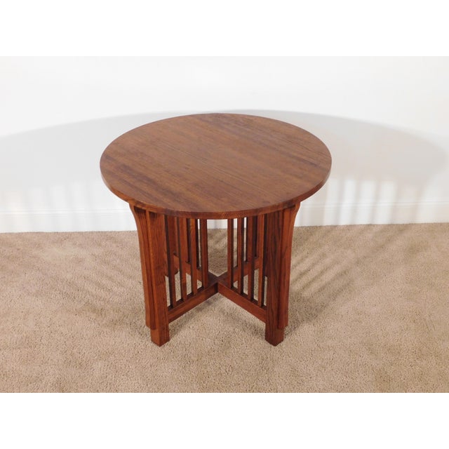 Kimball Antique Style Mission Prairie Arts & Crafts Oak Round Occasional Table For Sale - Image 11 of 18
