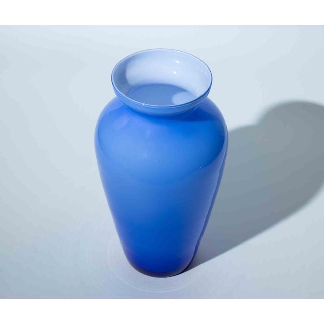 Art Deco Murano Cobalt Blue Art Glass Vase, 1970s For Sale - Image 4 of 5