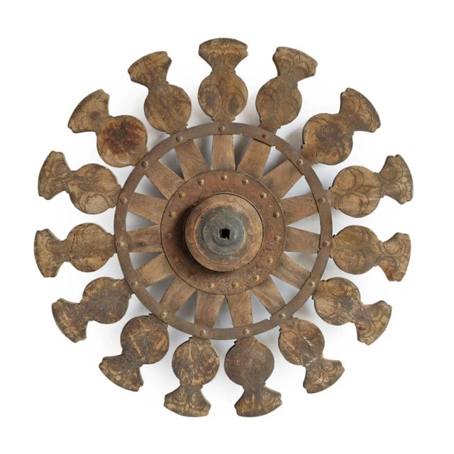 Mid 20th Century Vintage India Wood Sewing Wheel For Sale - Image 5 of 12