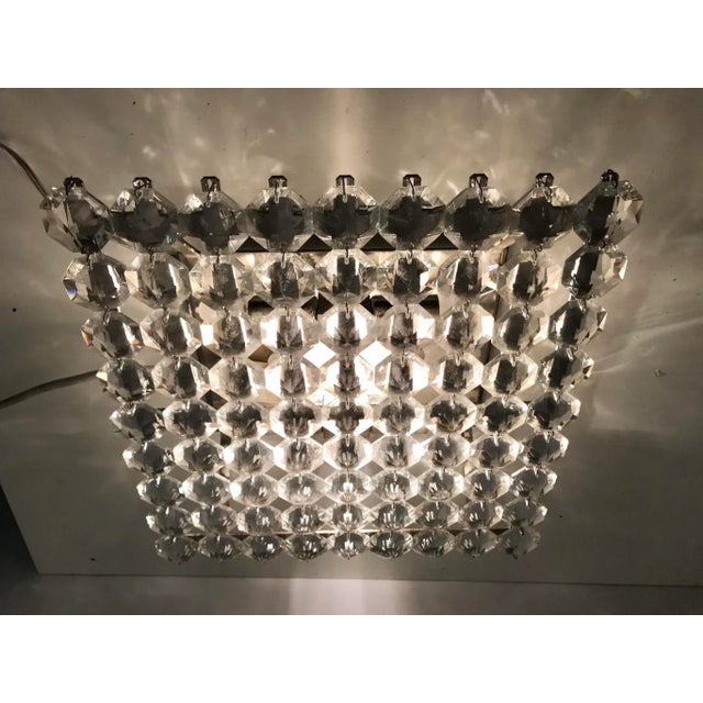 This mid-century crystal flush mount features 4 lights. European Plug (up to 250V).The wiring of this item may be original...