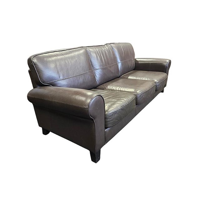 Brown Leather Living Room Set, 1990s, Set of 2 For Sale - Image 8 of 10