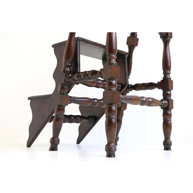 Antique English Victorian Library Stairs, 1920s For Sale - Image 4 of 13