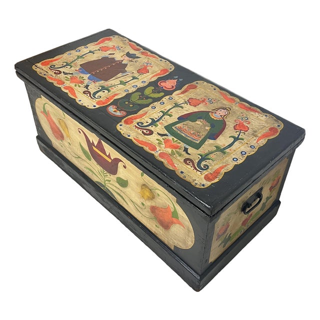 D. 1958 Peter Hunt Handpainted Folk Art Wedding Chest, Provincetown For Sale
