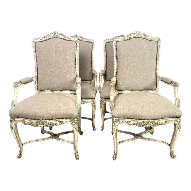 Set of Four French Louis XV Painted Dining C. 1900 For Sale