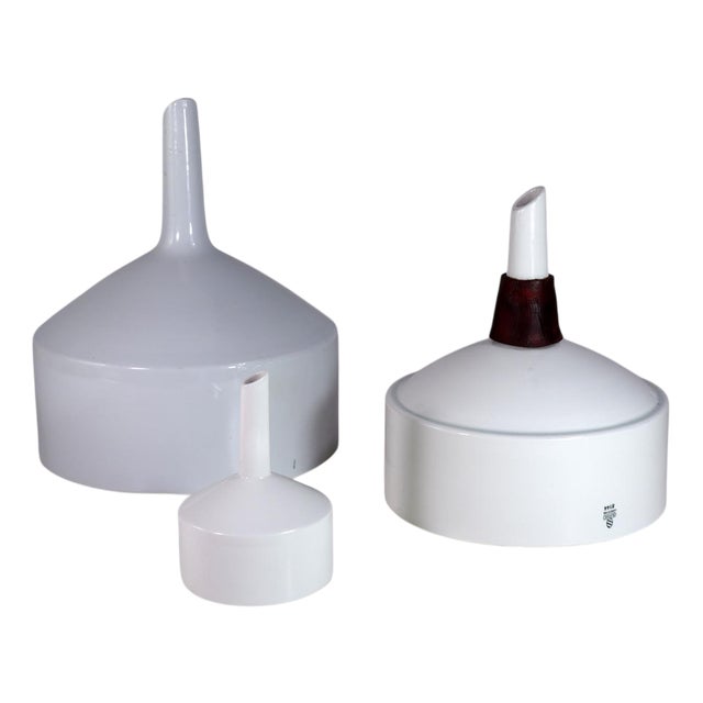 White Ceramic Laboratory Funnels, Germany, 1930s, Set of 3 For Sale