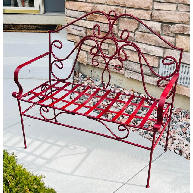 Vintage Iron Garden Bench For Sale - Image 4 of 10