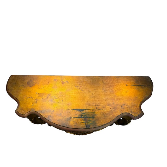 Rococo Mid-20th Century Louis XV Style Giltwood Console Table With Floral Rocaille Carving For Sale - Image 3 of 6