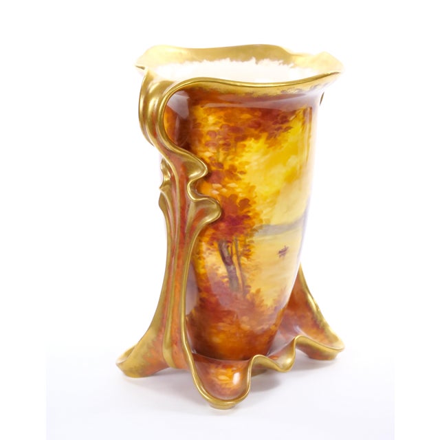 An exceptional antique German porcelain decorative vase, crafted in 1874 by the renowned Royal Bonn porcelain manufactory....