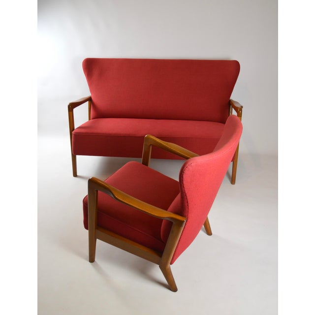 Danish Sofa and Lounge Chair by Søren Hansen for Fritz Hansen, 1940s, Set of 2 For Sale - Image 11 of 18