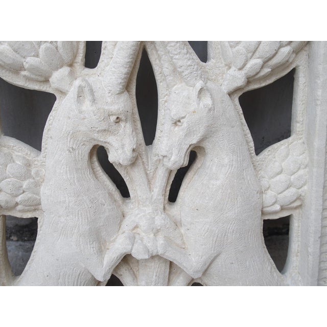 Carved and Pierced Italian Limestone Plaque of Rampant Ibex For Sale In Dallas - Image 6 of 12