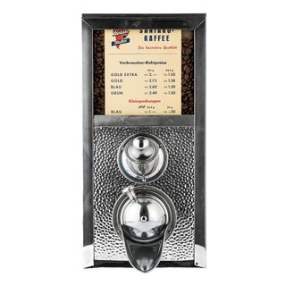 Vintage German Chrome-Front Coffee Bean Dispenser, 1950s For Sale