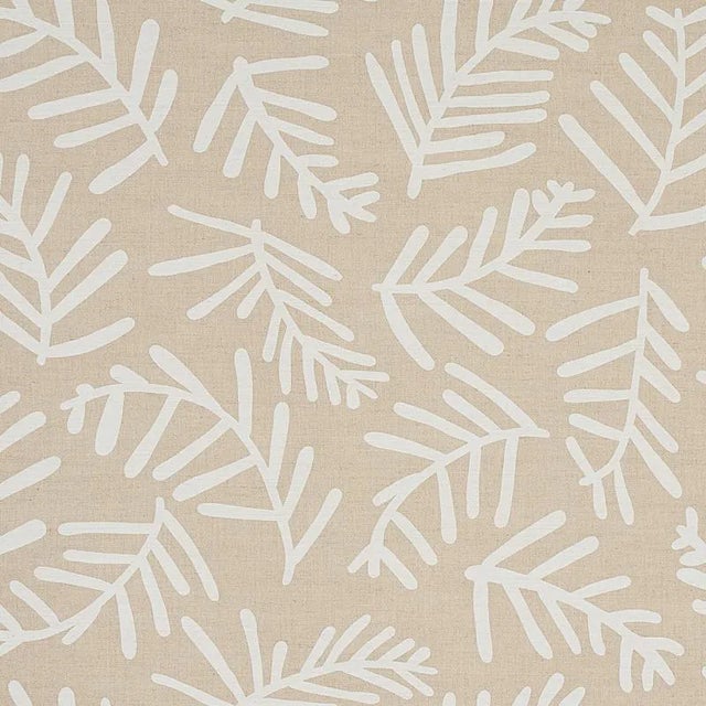 Sample - Schumacher X Caroline Z Hurley Tiah Cove Fabric in Ivory on Natural For Sale