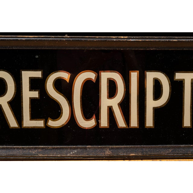 Reverse Painted Glass Prescriptions Pharmacy Sign For Sale - Image 4 of 7