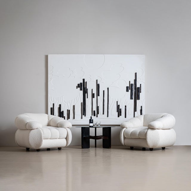 Wood 20th Century Pair of White Lounge Chairs by Adriano Piazzesi, Italy For Sale - Image 7 of 9