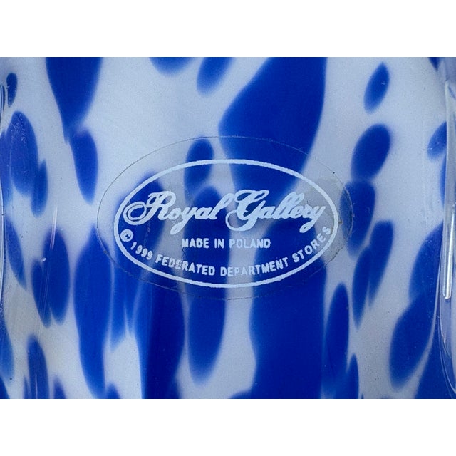 Royal Blue Royal Gallery Blue & White Handblown Art Glass Vase, Poland, 1999 For Sale - Image 8 of 9