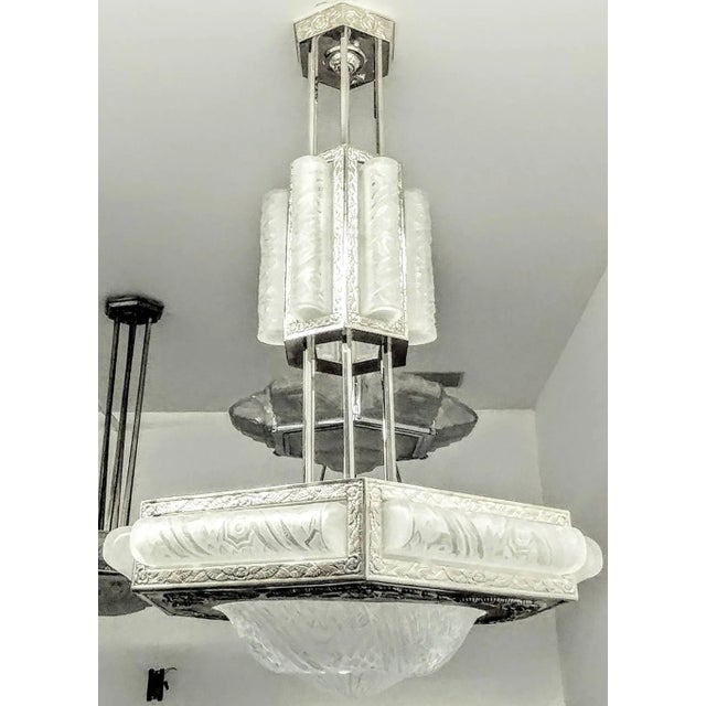 Art Deco French Art Deco Chandelier by Schneider For Sale - Image 3 of 11