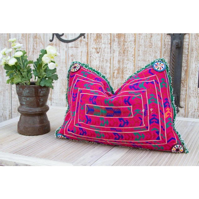 Aria Thar Silk Embroidered Antique Pillow For Sale In Los Angeles - Image 6 of 9