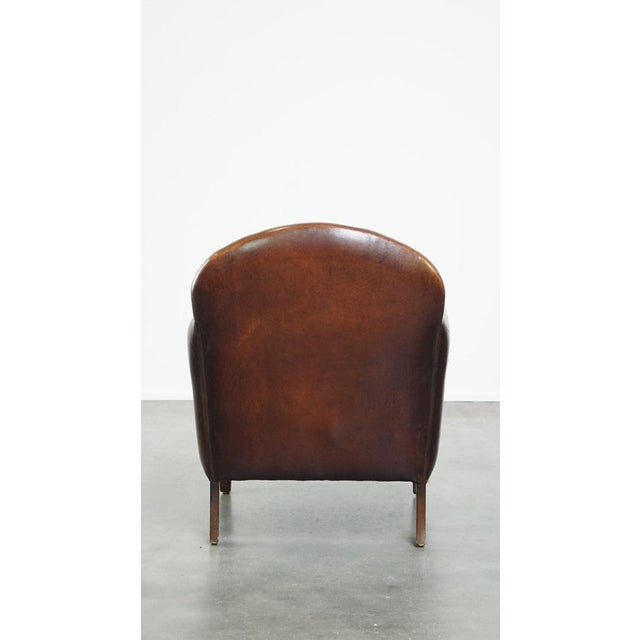 Vintage Armchair in Patinated Sheep Leather For Sale - Image 4 of 14