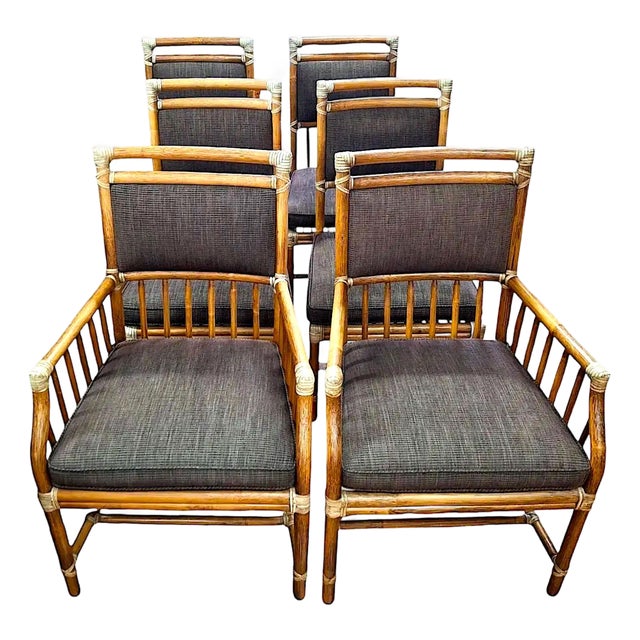 Set of Six McGuire Dining Chairs For Sale