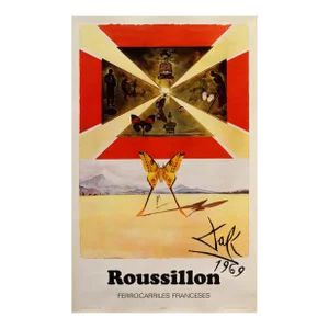 1969 French Salvador Dali Travel Poster, Roussillon