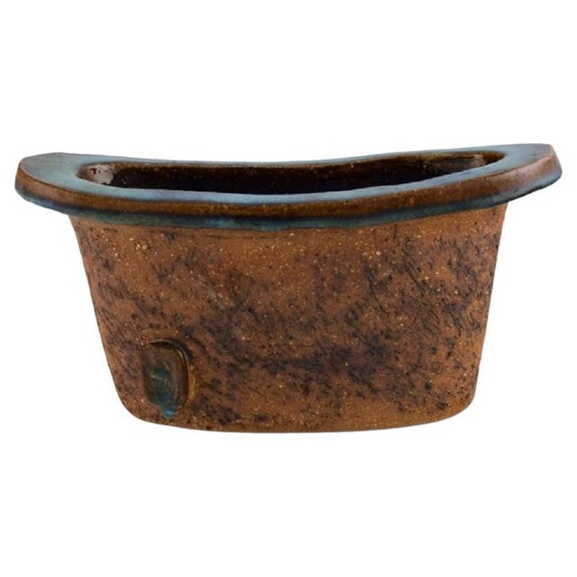 Brown Large Freform Vase by Curt M. Addin for Glumslöv, 1960s For Sale - Image 8 of 8