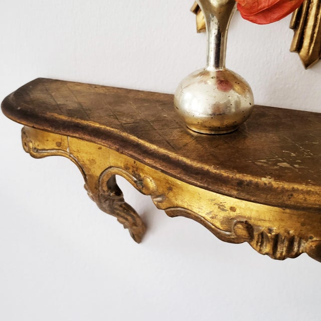 Mid-Century Modern Florentine Giltwood Wall Console, 1950s For Sale - Image 6 of 9