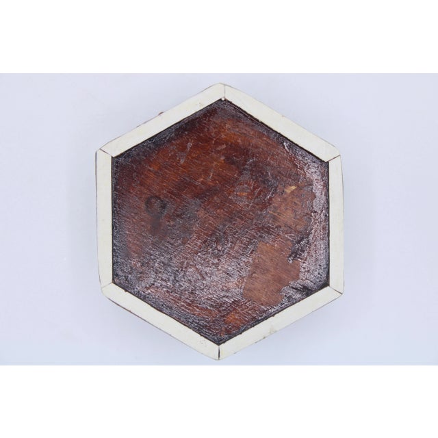 Hexagon Handmade Inlaid Mother of Pearl Jewelry Box For Sale In Tulsa - Image 6 of 11
