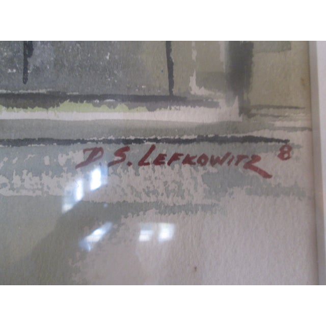 Transitional Mid-Century Water Color of East Coast Bridge, d.s. Lefkowitz For Sale - Image 3 of 6