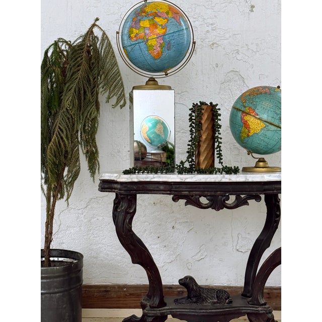 Vintage 10.5-inch Scholastic World Globe, produced by The George F. Cram Co., Indianapolis, Indiana, likely in the late...