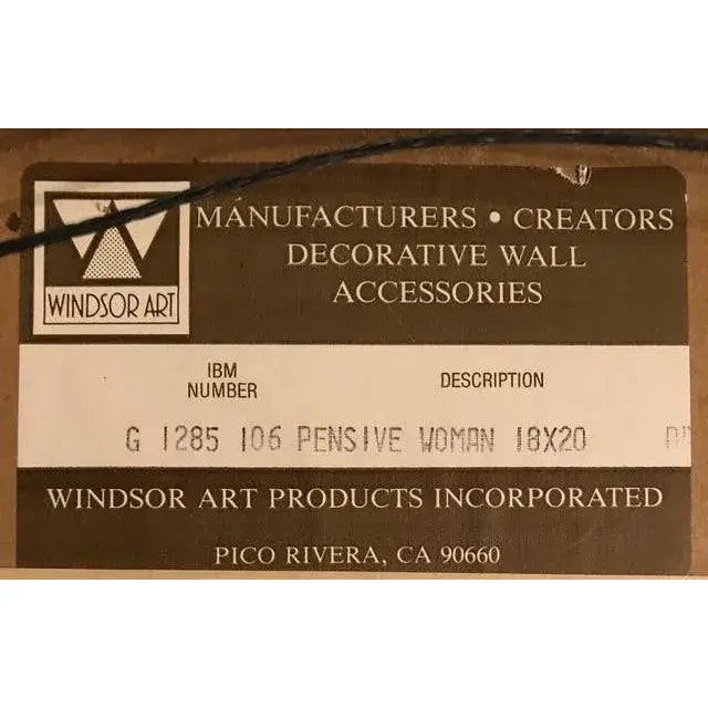 1980s Barbara A. Wood Signed Lithograph “Pensive Woman” Custom Framed For Sale - Image 11 of 11